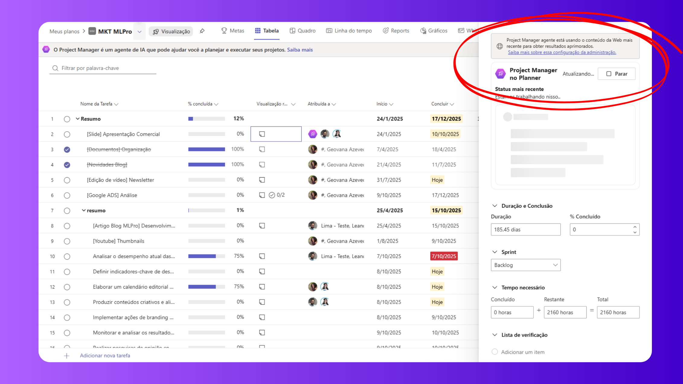 Project Manager no Planner Project Manager no Planner