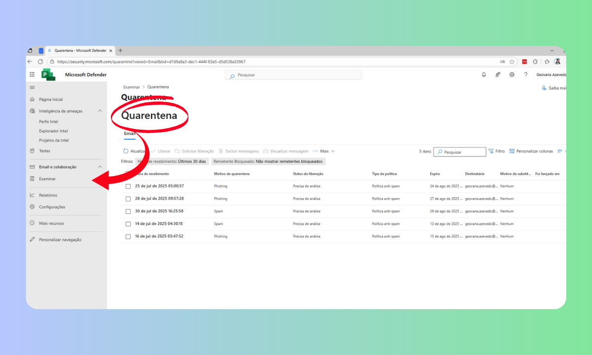 Monitoramento no Microsoft Defender