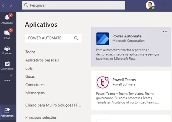 Power Automate - Aplicativos
