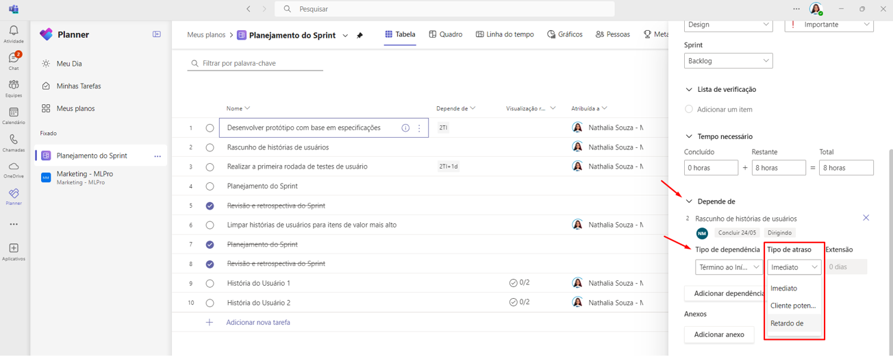 Latência em Dependências de Tarefas no Microsoft Planner