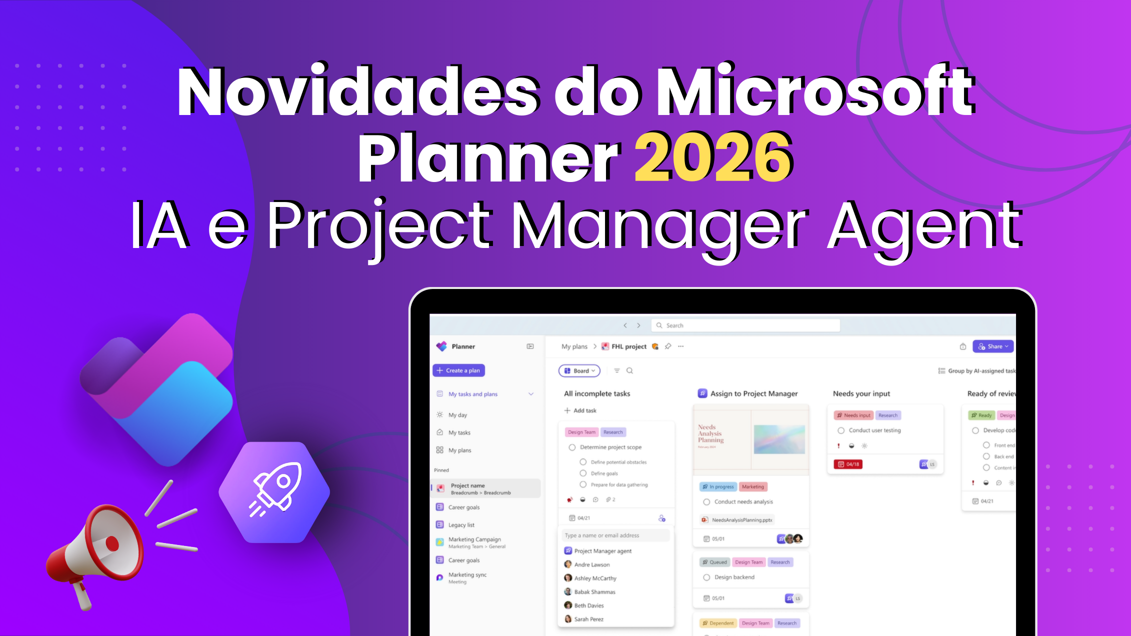 Capa do artigo Novidades do Microsoft Planner 2026: IA e Project Manager Agent